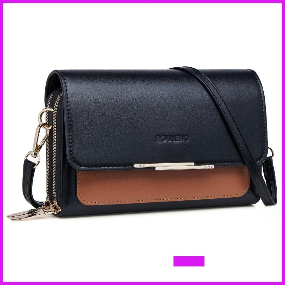 Small Crossbody Bag PU Leather Minimal Chic Phone Purse Wallet Zipper Pockets